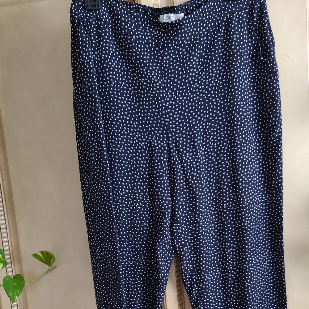 LOFT Dark Blue Polka Dot Trousers